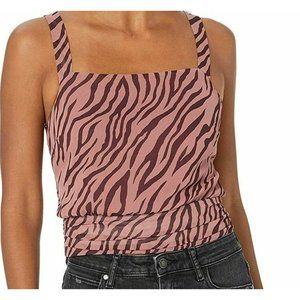ASTR the Label Blouse Crossback Strap Top in Mauve Zebra Print Ruched Waist